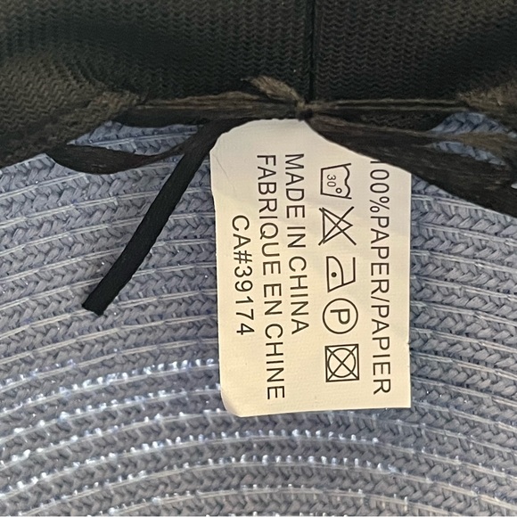 Soft Blue Cloche Style Woven Paper/Straw Hat with Side Bow - Picture 11 of 11